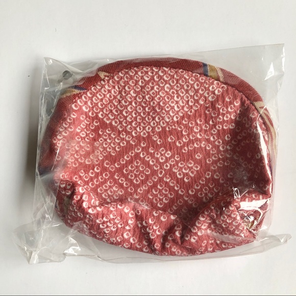 NEW Japanese Coin Purse Pouch Bag Floral Bamboo Print Handmade Small NWOT - Picture 2 of 12